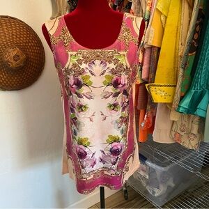 Roz & Ali Top Gorgeous Passionate Pink & Purple Floral! Size Medium